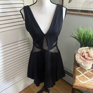 bebe Elegant Black Mesh Mini Dress